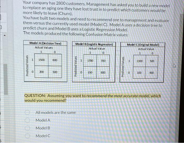 Your company has 2800 customers. Management has