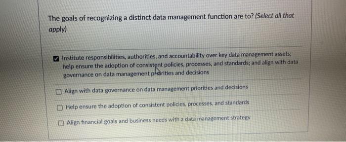 The goals of recognizing a distinct data