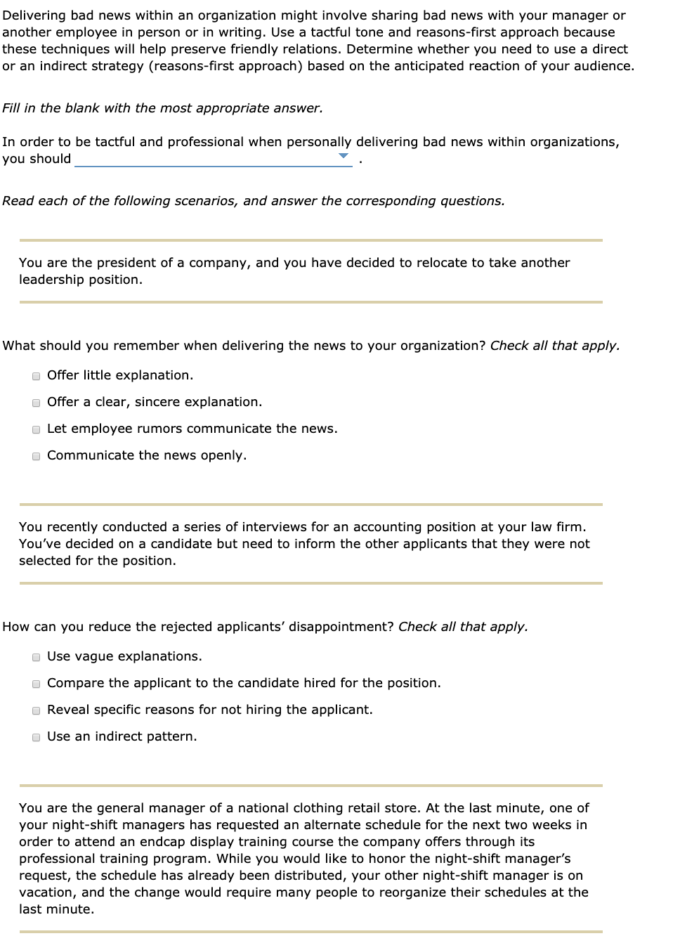 Delivering bad news within an organization might