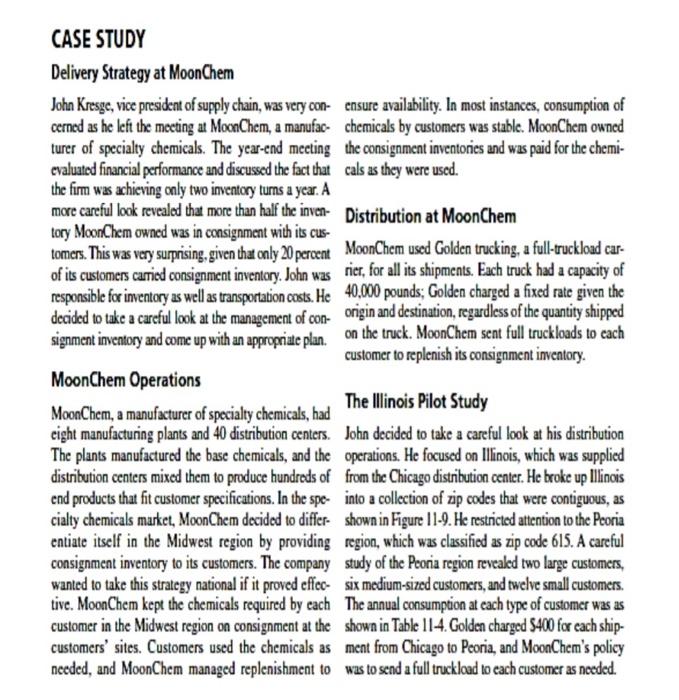 This is a logistics/supply chain case study about