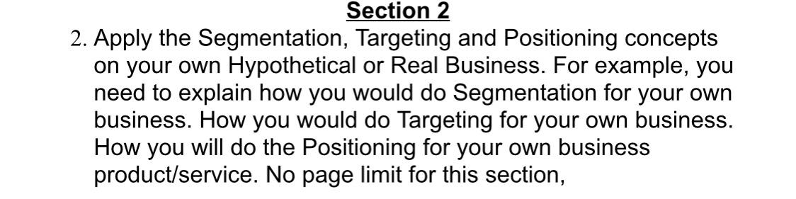 Section 2 2. Apply the Segmentation, Targeting