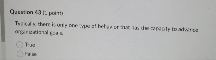 Question 43 (1 point) Typically, there is only