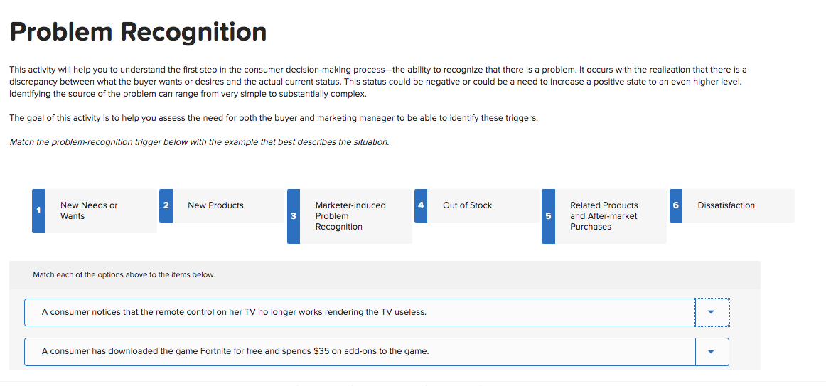 Problem Recognition This activity will help you