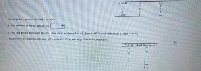 3 A (start) B E Fend) NOM 2 This orcise contains