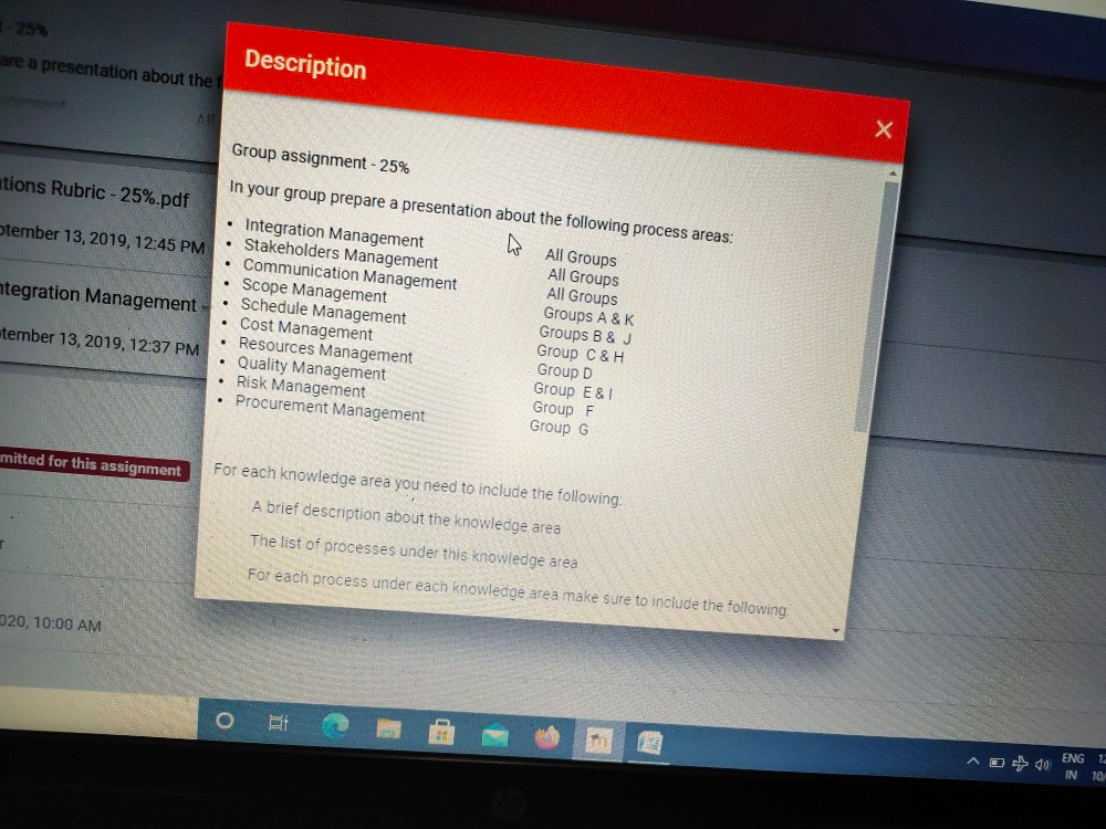 Prepare presentation on integration management