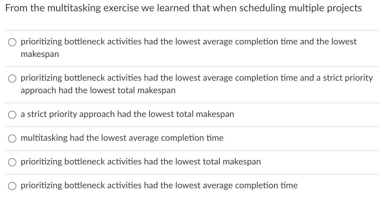 From the multitasking exercise we learned that