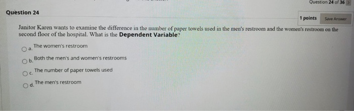 Save Answer Question 24 of 36 Question 24 1