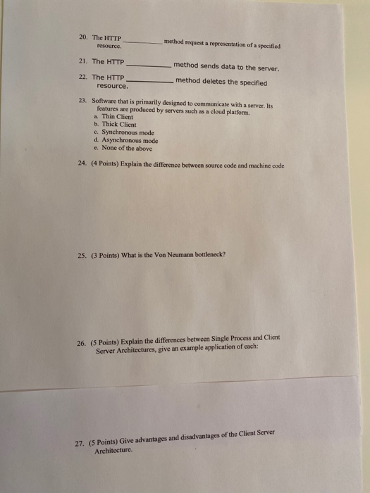 20. The HTTP resource, method request a