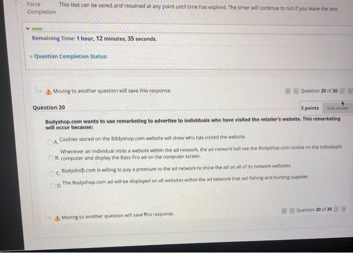 Force Completion This test can be saved This test
