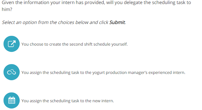 Given the information your intern has provided,