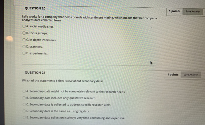 QUESTION 20 1 points Save Answer Leila works for