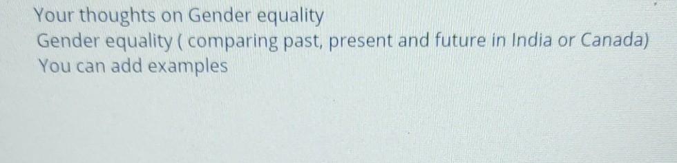 Your thoughts on Gender equality Gender equality