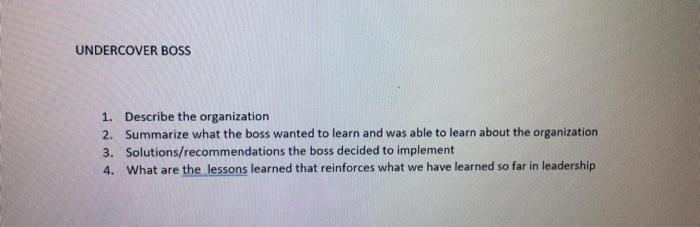 about DirecTV organization UNDERCOVER BOSS 1.