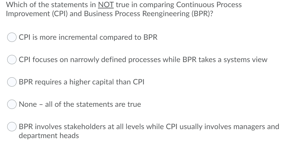 Which of the statements in NOT true in comparing