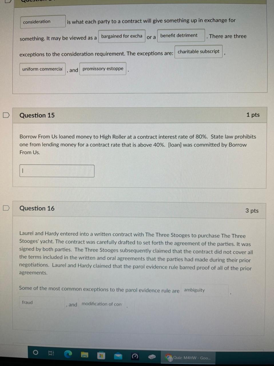 number 15 please consideration is what each party