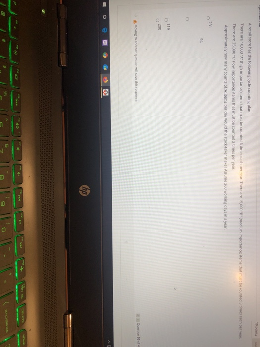 10 points A retail store has the following cycle