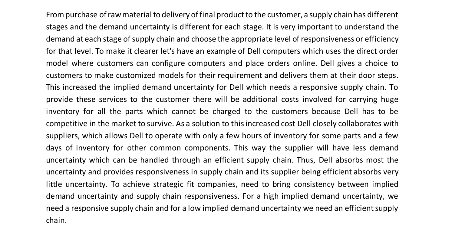 supply chain management read the case study and