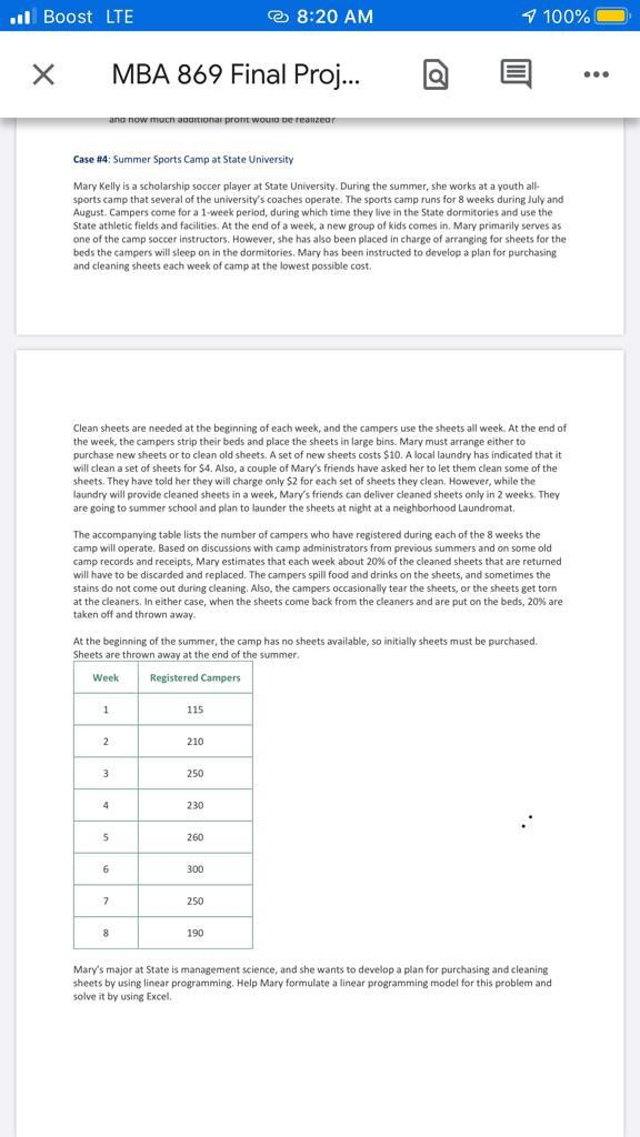 Please solve using Excel. thank you ..l Boost LTE
