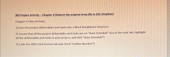 this is a project management question MS Project
