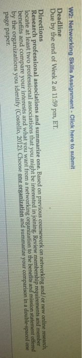 W2: Networking Skills Assignment - Click here to