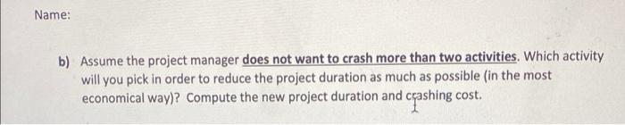 Question 6 (9 marks) A project manager has