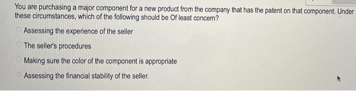 You are purchasing a major component for a new