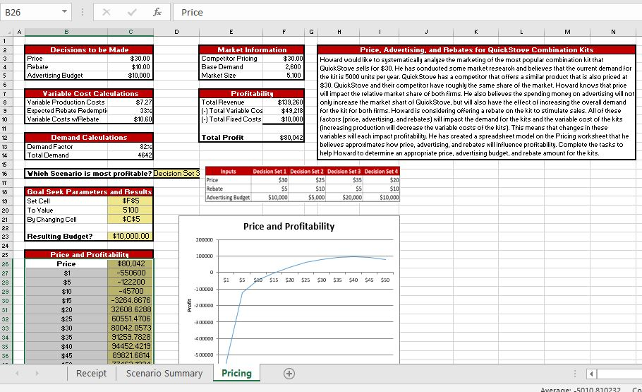 Create a one-way data table using the values in