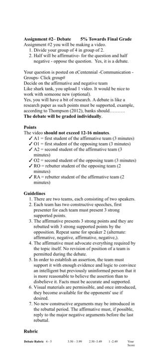 Assign locke Assignment#2 Debate topic: Should it