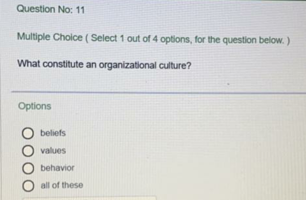Question No: 10 Multiple Choice ( Select 1 out of