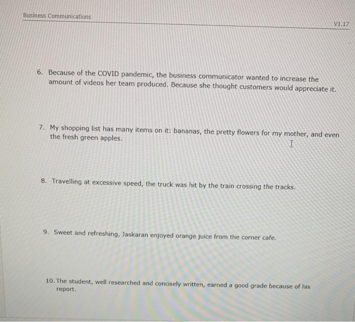 business communication Section 1: Instructions