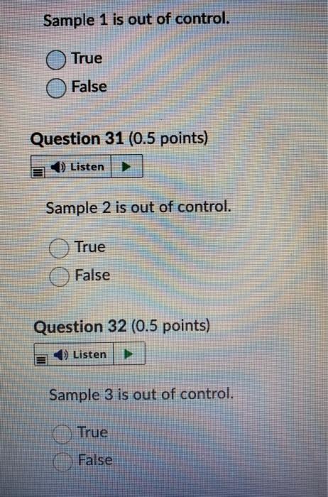 A quality inspector took six samples, each with