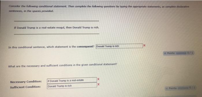 Consider the following conditional statement.