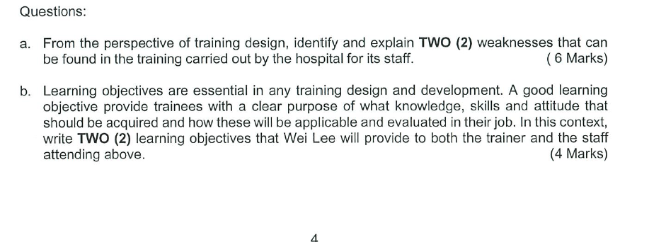 SUBJECT: TRAINING AND DEVELOPMENT a. You are a