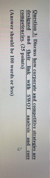 Question 3: Discuss how corporate and competitive