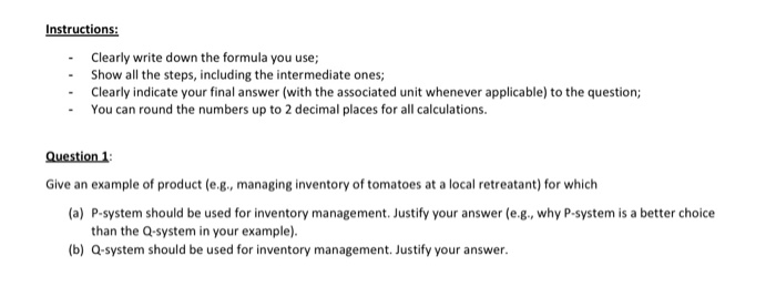 Instructions: - . Clearly write down the formula