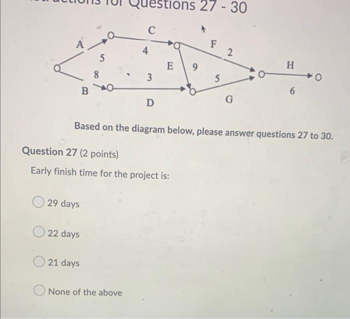 Questions 27 - 30 A F 4 2 5 E 9 H 8 3 S o B 6. D