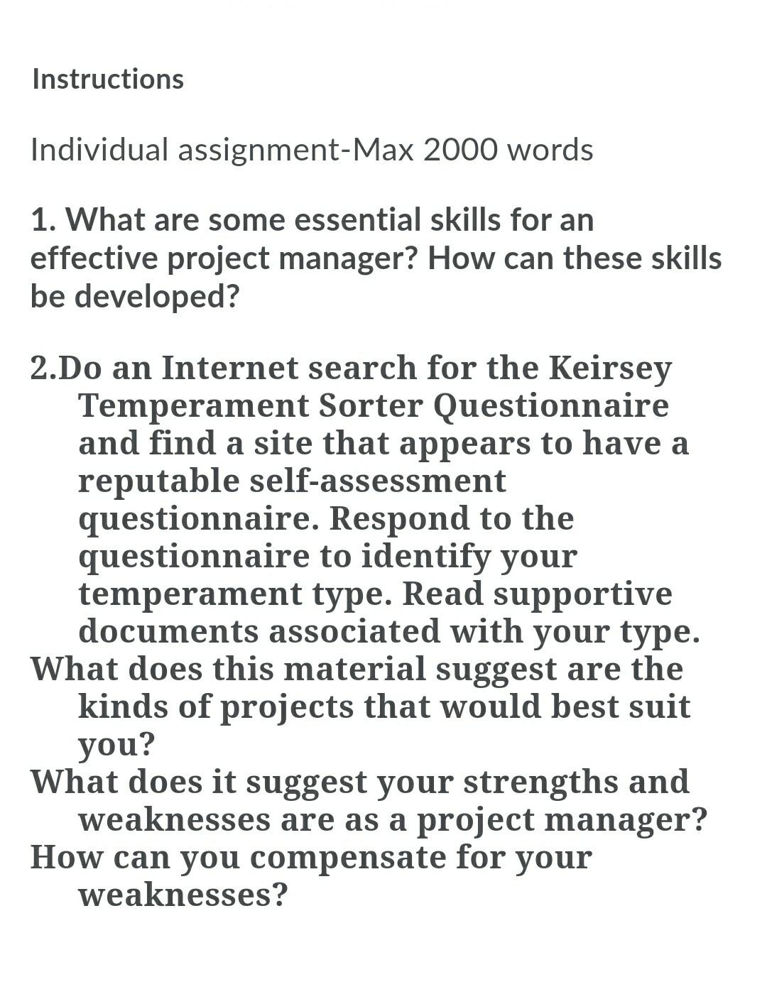 Instructions Individual assignment-Max 2000 words
