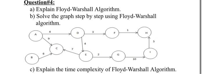 Question#4: a) Explain Floyd-Warshall Algorithm.