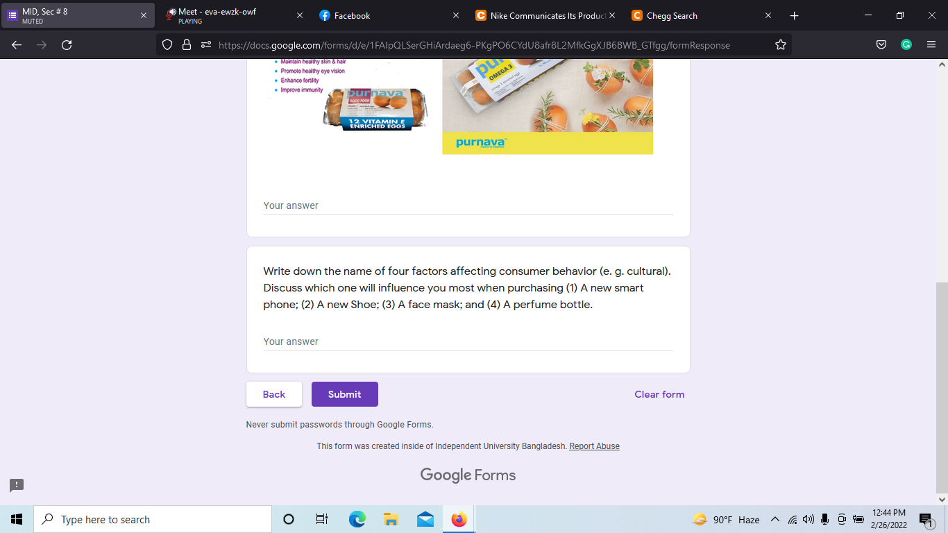 Write down the name of four factors affecting