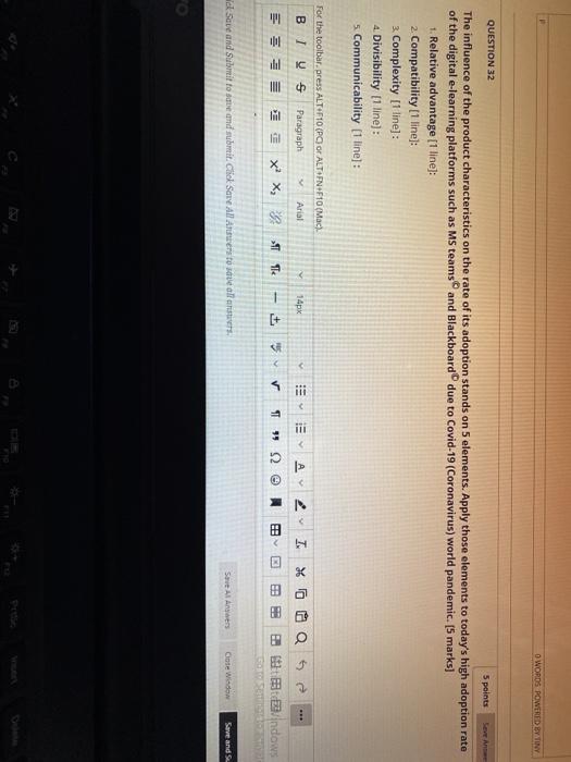 O WORDS POWERED BY TINY Save Ant QUESTION 32 5