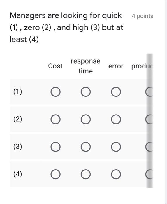this is the question 4 points Managers are
