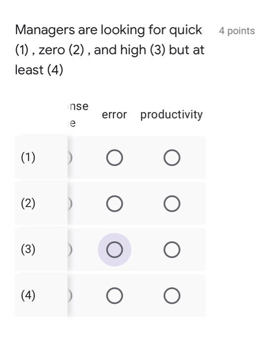 this is the question 4 points Managers are