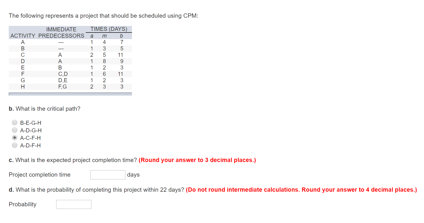 The following represents a project that should be