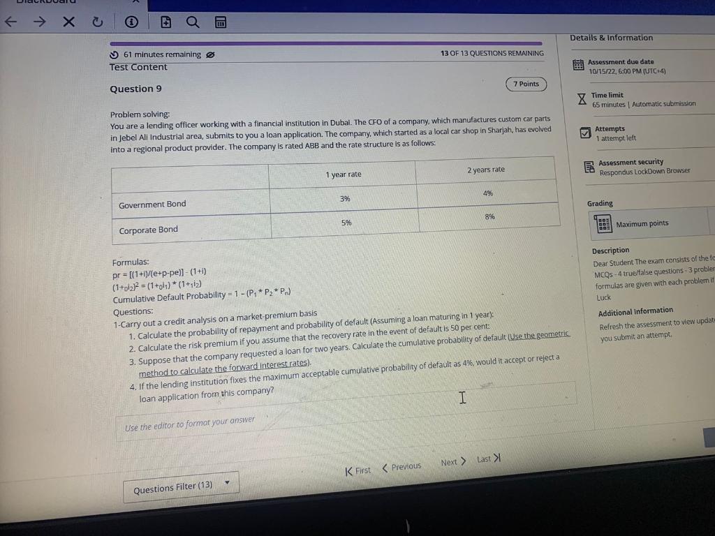 Problem solving: You are a lending officer