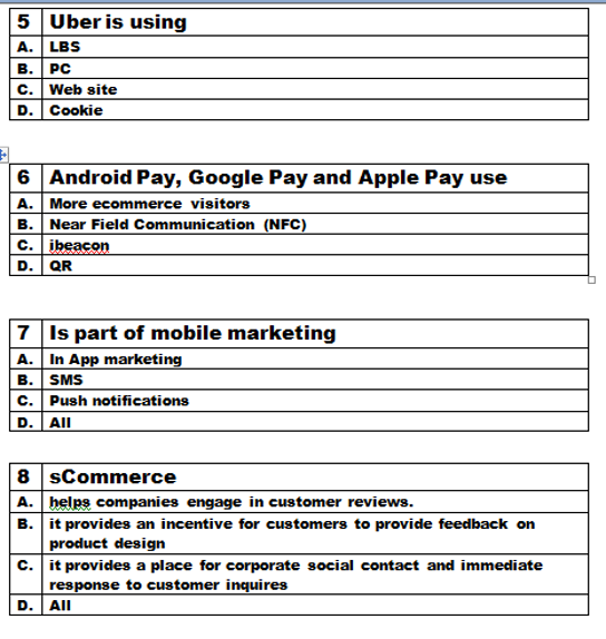 please answer the questions 5 Uber is using A.
