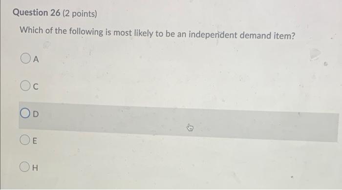 0 2. 2 6 E . F F E G. J A bill of materials (BOM)