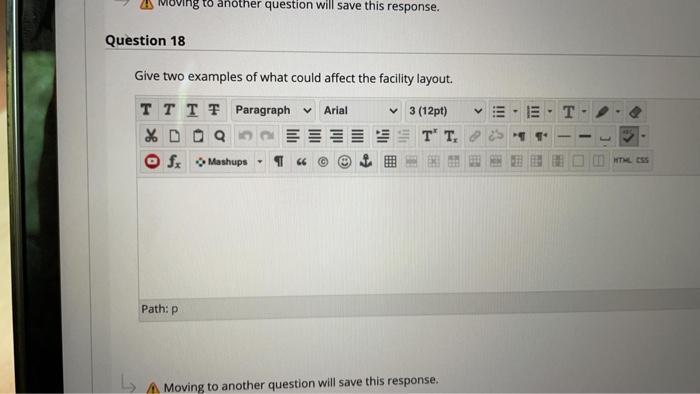 Moving to another question will save this