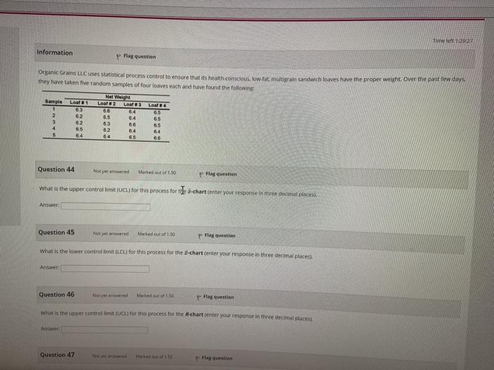 Tim 1:29:27 Information P Flag question Organic