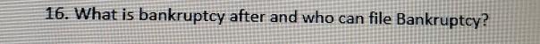 16. What is bankruptcy after and who can file