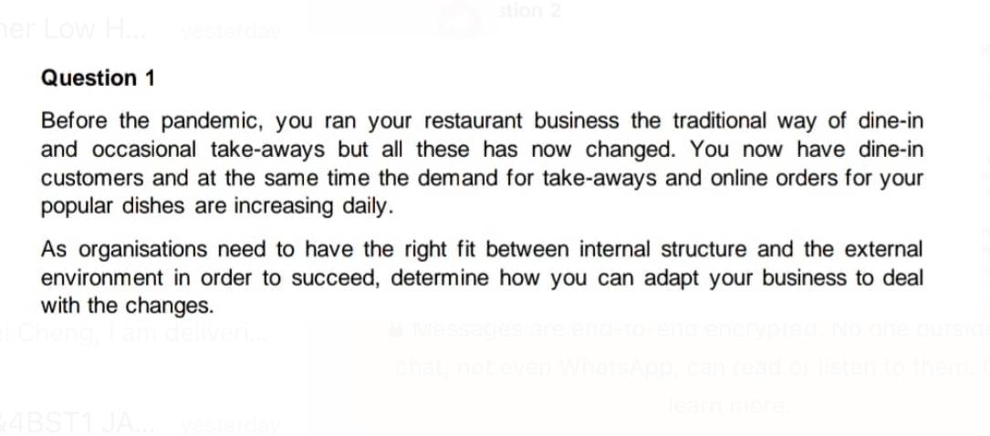 Er LOW H Question 1 Before the pandemic, you ran